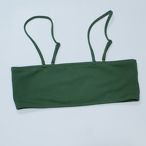 Green Ribbed Bikini Top